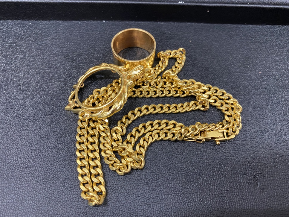 【K18約17g、K12,K14約5g】金、銀、プラチナ貴金属まとめ売り k18 18金 12面カット トリプル ネックレス 55センチ 13g / k18